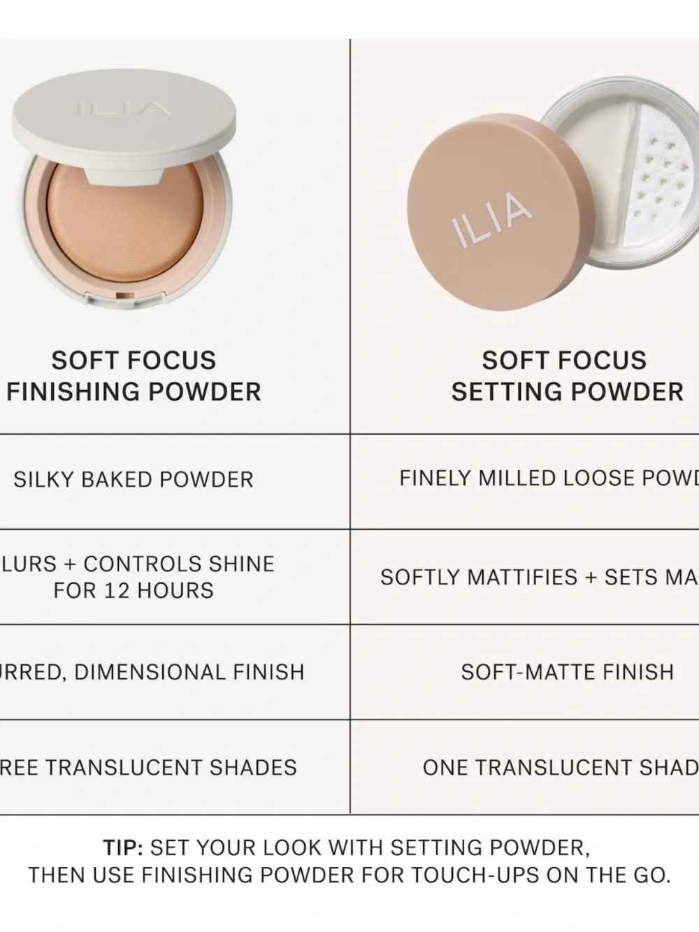 ILIA SOFT FOCUS Finishing Powder in Deep Translucent Compact w/ Mirror CLEAN